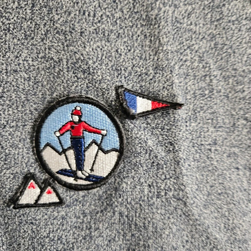 Le Slip Francais Mens Grey Cotton Skier Patch Sweatshirt Made in France Large